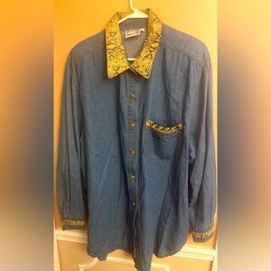 Denim and snakeskin print shirt size 2x